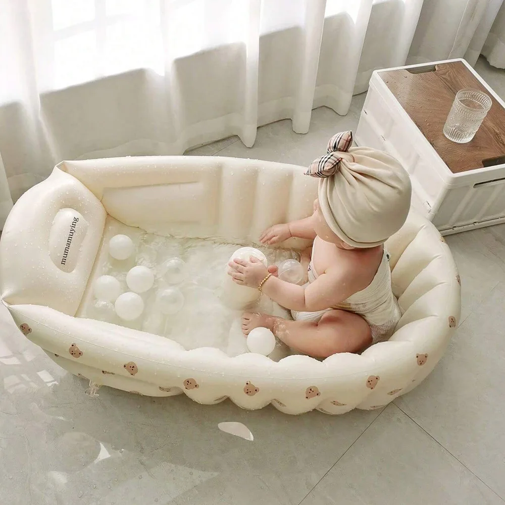 1PCS Inflatable Baby Bathtub / Baby Inflatable Chair, Toddler Bathing Tub with Air Pump Back Support Portable Seat thumbnail 3