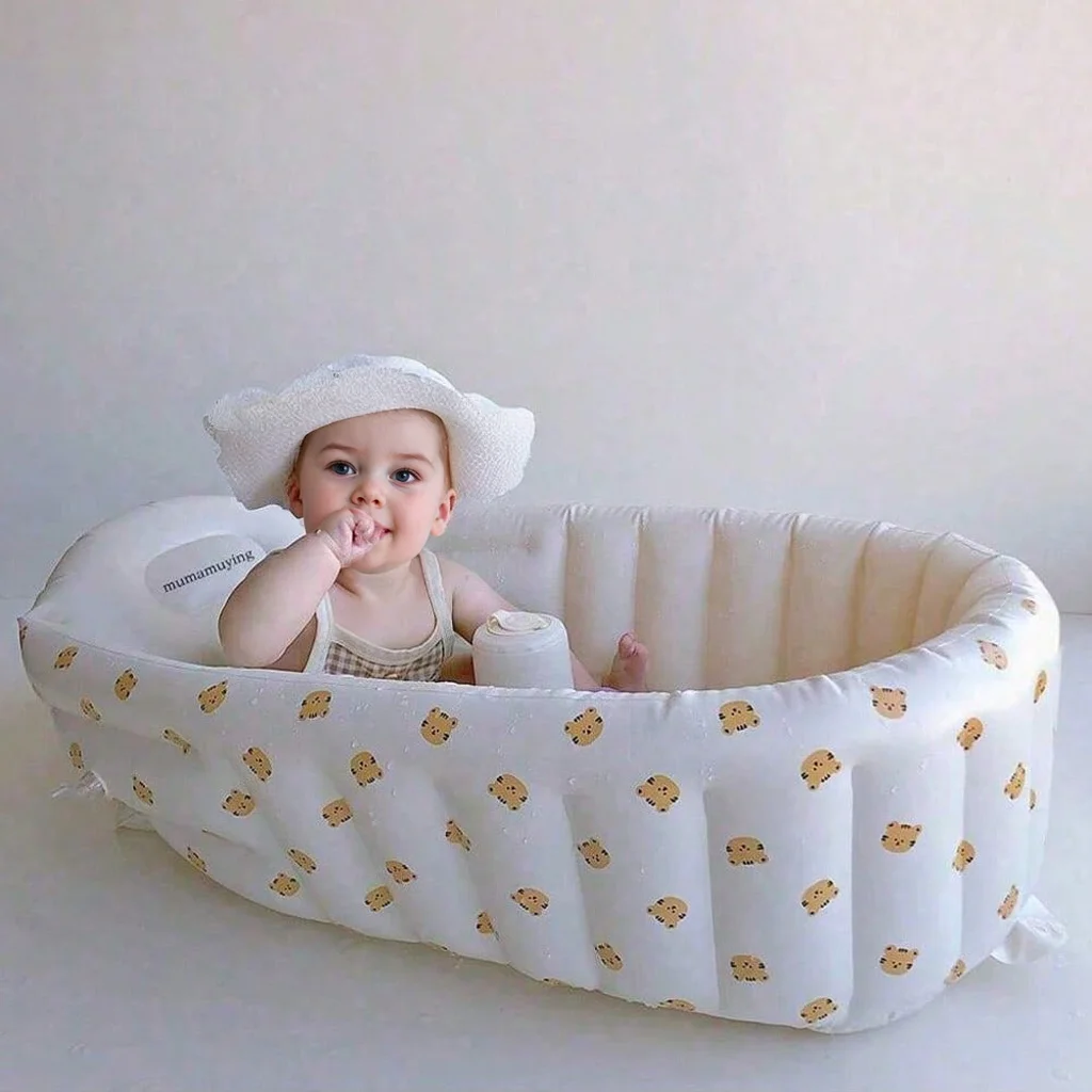 1PCS Inflatable Baby Bathtub / Baby Inflatable Chair, Toddler Bathing Tub with Air Pump Back Support Portable Seat thumbnail 2