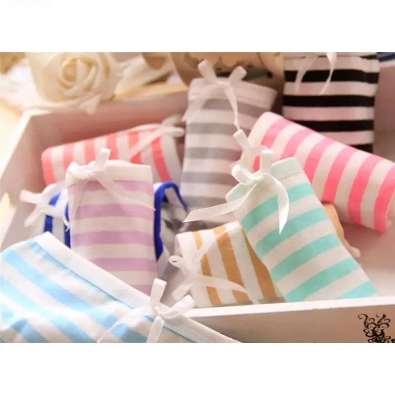 Women Cute Sexy Underwear Panties Stripes Navy Bowknot Tanga Lovely Women Panties Cotton Briefs thumbnail 2