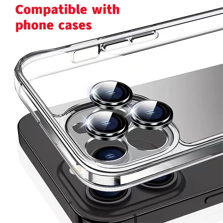 Original Titanium Color Camera Protector For iPhone 16 Pro Max 15 14 13 12 Mini Pro Max Metal Ring Tempered Glass Lens Cover Cap thumbnail 4