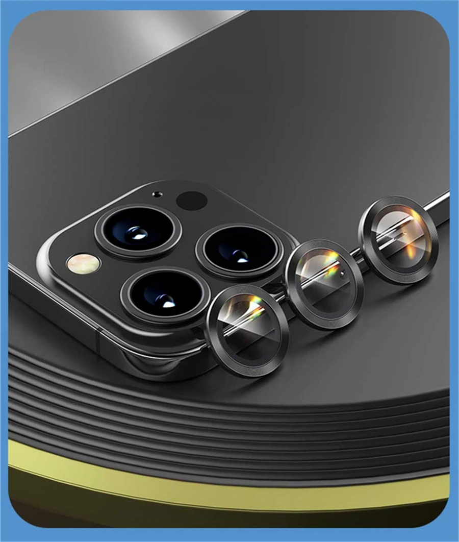 Original Titanium Color Camera Protector For iPhone 16 Pro Max 15 14 13 12 Mini Pro Max Metal Ring Tempered Glass Lens Cover Cap thumbnail 3