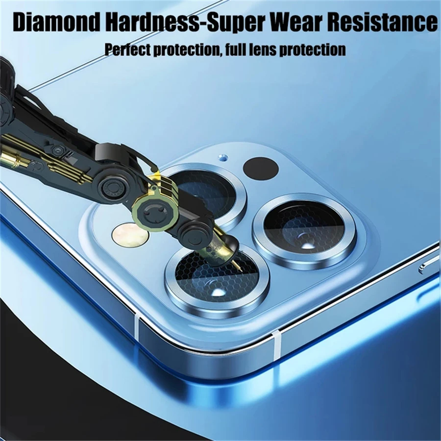 Original Titanium Color Camera Protector For iPhone 16 Pro Max 15 14 13 12 Mini Pro Max Metal Ring Tempered Glass Lens Cover Cap thumbnail 5