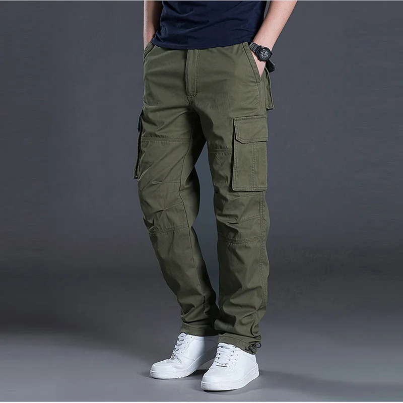 2025 Cotton Multi Flap Pockets Men's Straight Leg Cargo Pants Loose Casual Outdoor Pants Men's Work Pants For Hiking Tactical thumbnail 4