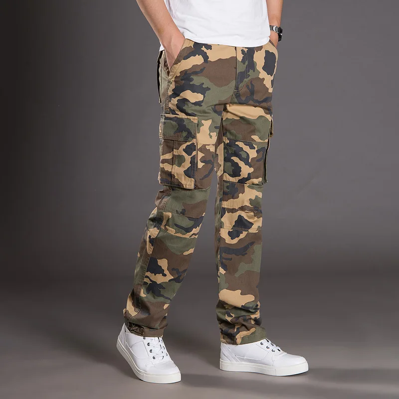 2025 Cotton Multi Flap Pockets Men's Straight Leg Cargo Pants Loose Casual Outdoor Pants Men's Work Pants For Hiking Tactical thumbnail 5