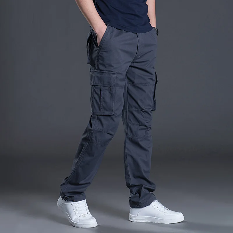 2025 Cotton Multi Flap Pockets Men's Straight Leg Cargo Pants Loose Casual Outdoor Pants Men's Work Pants For Hiking Tactical thumbnail 6