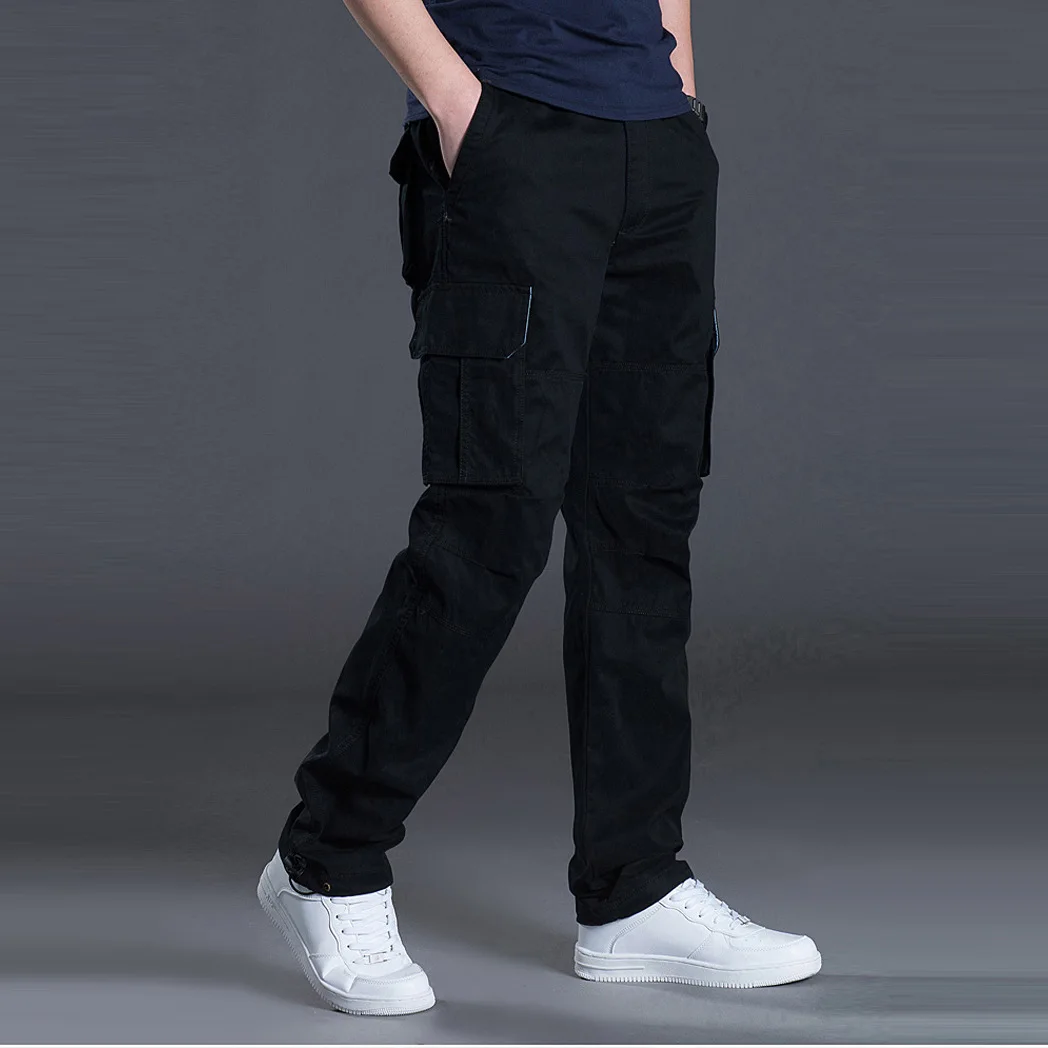 2025 Cotton Multi Flap Pockets Men's Straight Leg Cargo Pants Loose Casual Outdoor Pants Men's Work Pants For Hiking Tactical thumbnail 3