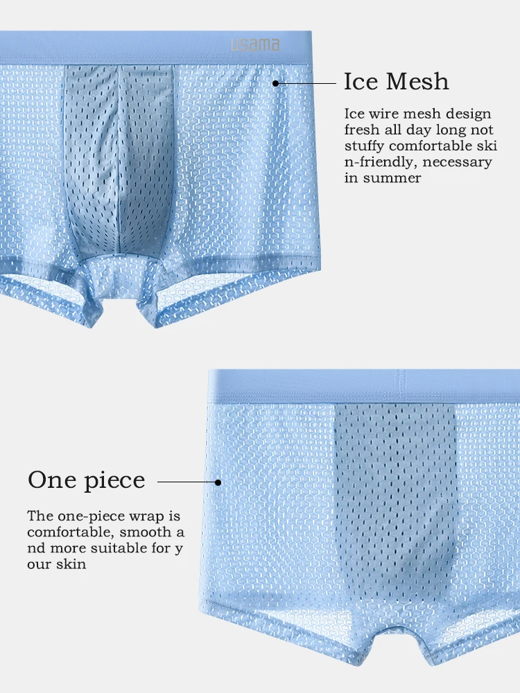 4pcs Men's Boxer Shorts Ice Silk Underwear Plus Size Underpants Cool Breathable Sexy Slim Panties Mesh Lingerie Wholesale Lots thumbnail 5