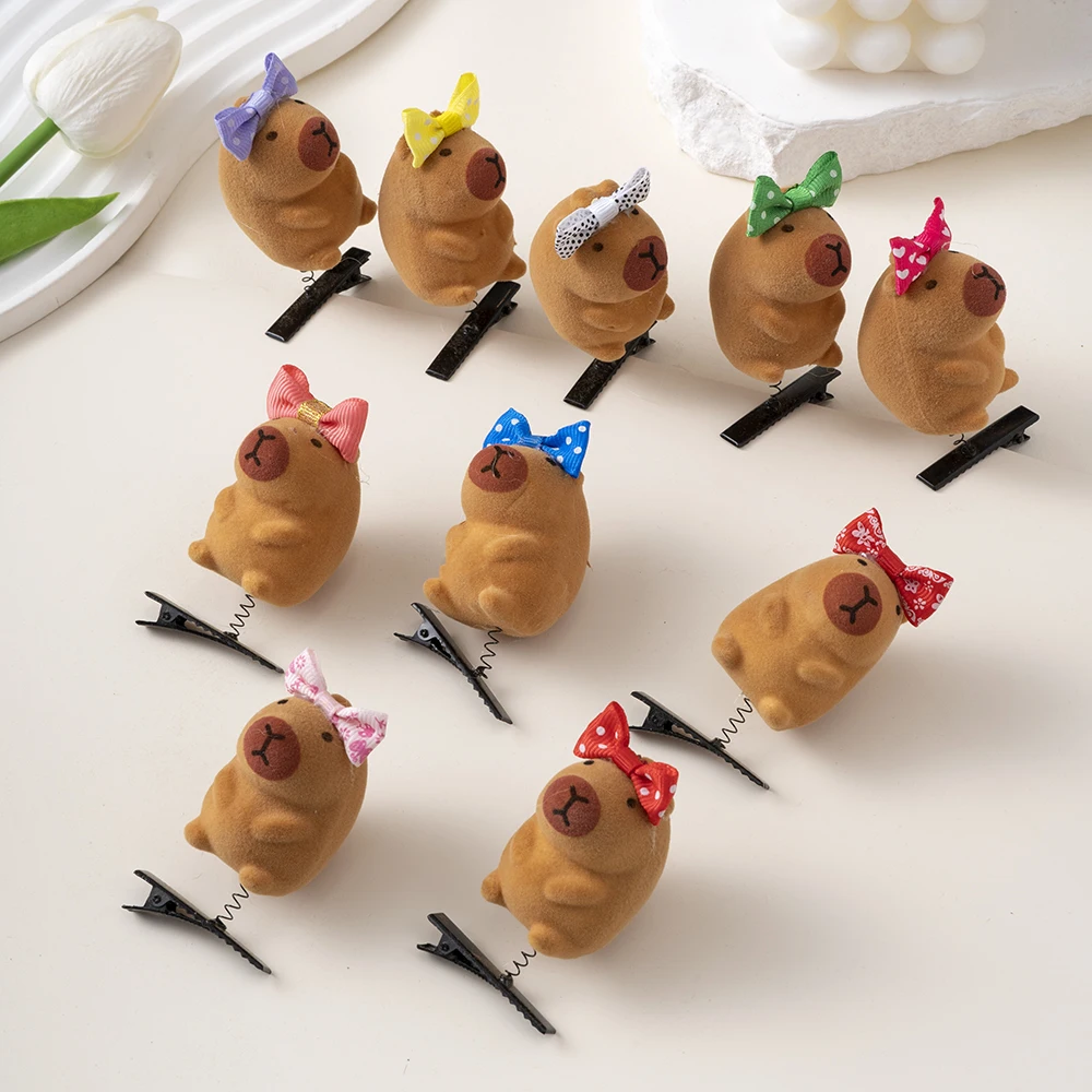 10pcs Set Cartoon Cute Kapibala Hair Clips Grab Hairpins Plush Barrettes Fashion Lovely Capybara Hair Accessories Headwear Gifts thumbnail 5
