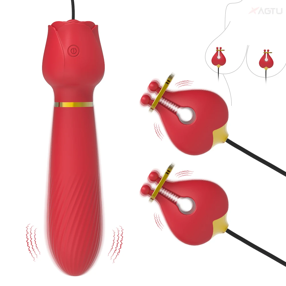 Nipple Vibrator for Women with Nipple Clamps Breast Clips Clitoral Stimulation G Spot Wand Vibrators Adult Goods for Couples 18+ thumbnail 6