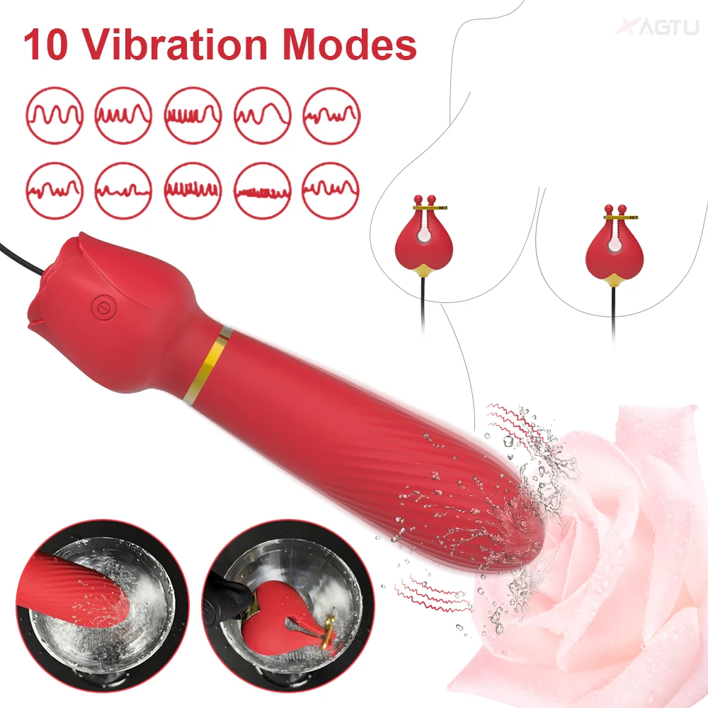 Nipple Vibrator for Women with Nipple Clamps Breast Clips Clitoral Stimulation G Spot Wand Vibrators Adult Goods for Couples 18+ thumbnail 2