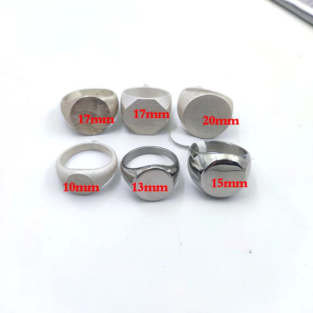 Custom Engraved 17mm Round Top Ring Engraved Signet Ring Personalize Engraving Letters Logo Rings Fashion Men Copper Jewelry thumbnail 6