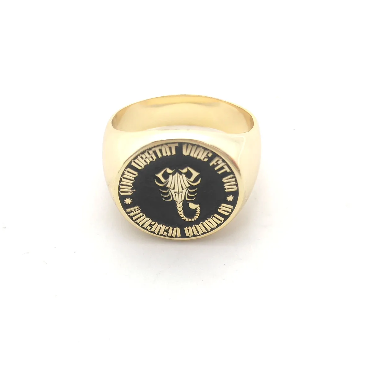 Custom Engraved 17mm Round Top Ring Engraved Signet Ring Personalize Engraving Letters Logo Rings Fashion Men Copper Jewelry thumbnail 4