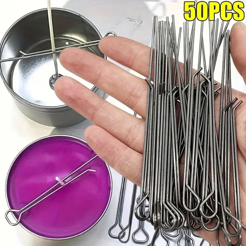5/50pcs Candle Wick Holders Candle Wick Fixer Cotton Wick Fixed Iron Clip Stabiliser DIY Candles Making Device Tool Accessories