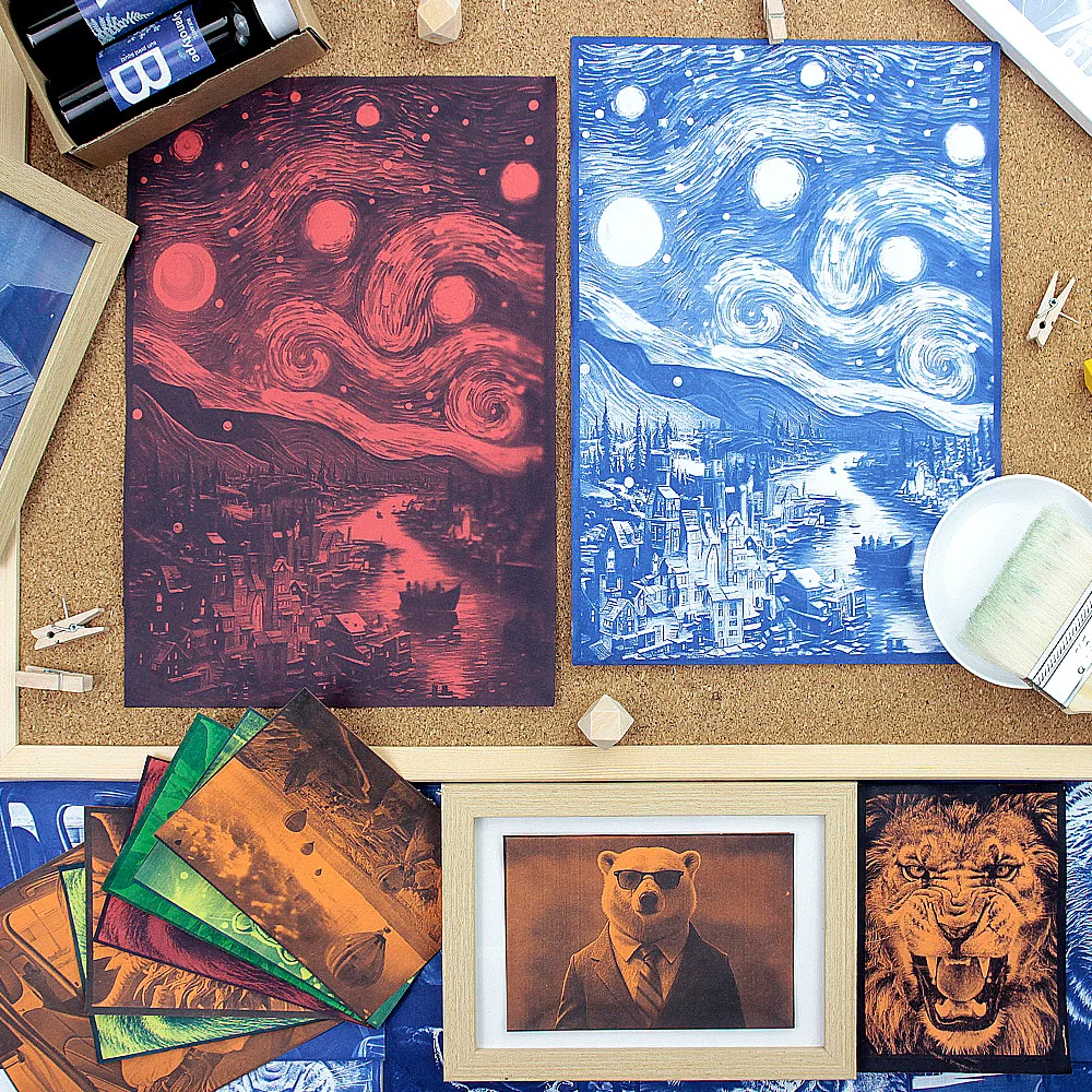 A5/A6 Colour White Paper Cyanotype Liquid Kit (50/100ml) With Tutorial Tools Solar Print Drawing Paper DIY Sun Art Kit Beginner thumbnail 6