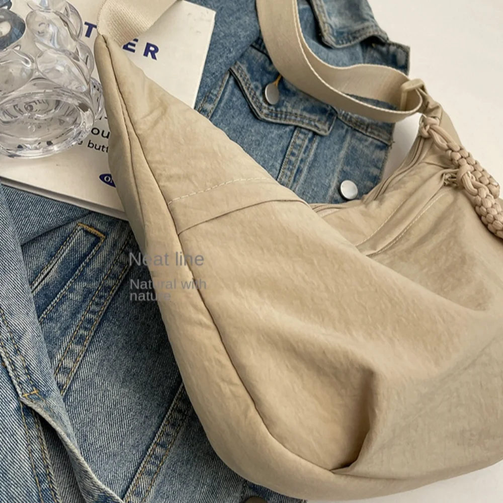Canvas Crossbody Bags Large Capacity Korean Simplified Shoulder Bag Lightweight Solid Color Dumpling Bag Sports Travel Hobos Bag thumbnail 5