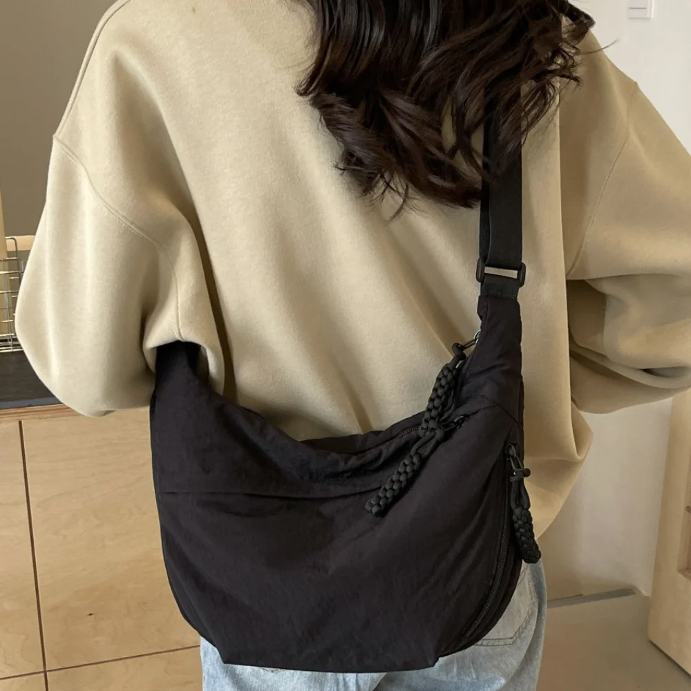 Canvas Crossbody Bags Large Capacity Korean Simplified Shoulder Bag Lightweight Solid Color Dumpling Bag Sports Travel Hobos Bag thumbnail 2