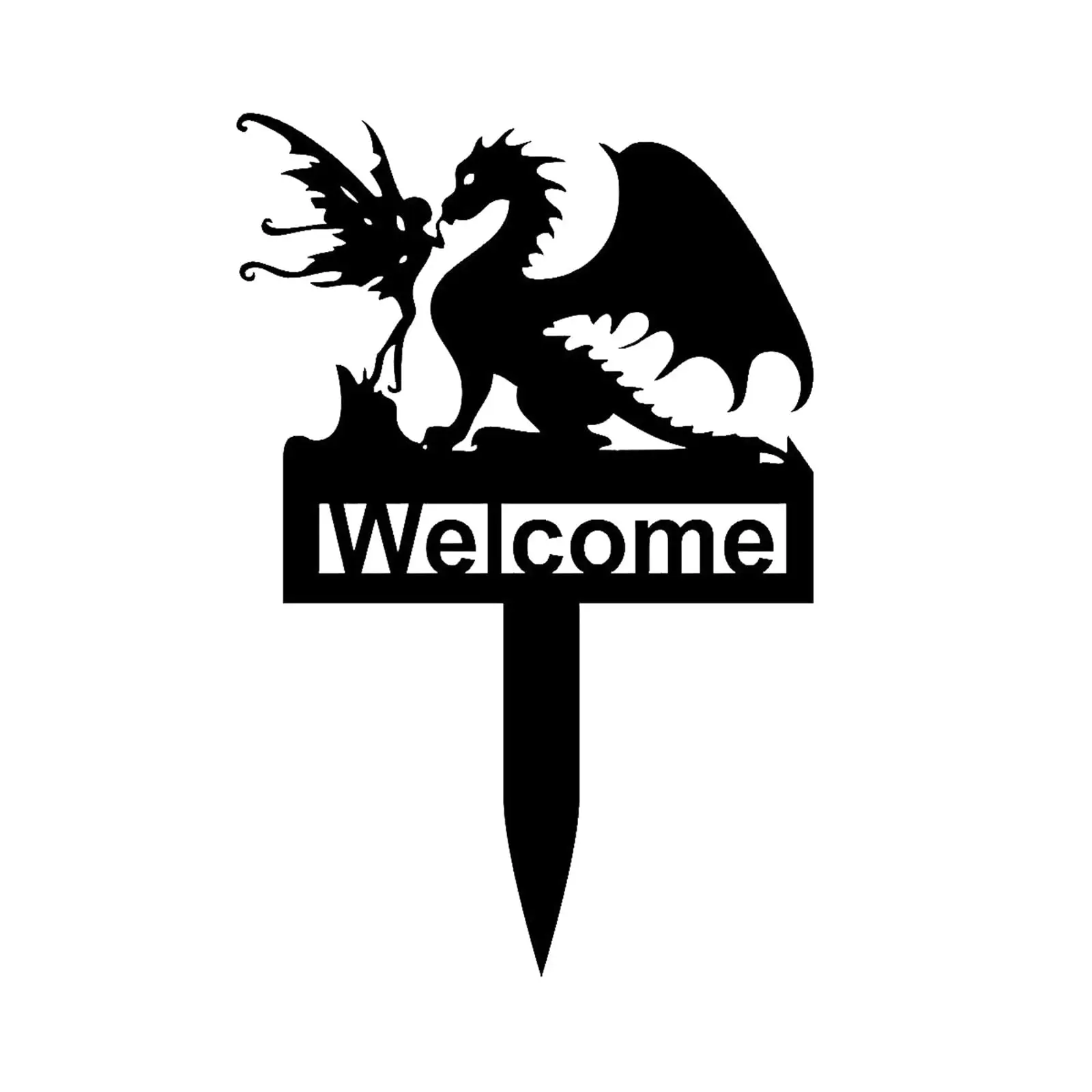Elf Dinosaur Garden Fairy Tale Welcome Logo, Metal Dinosaur Garden Logo, Lawn Horticulture Decoration thumbnail 2
