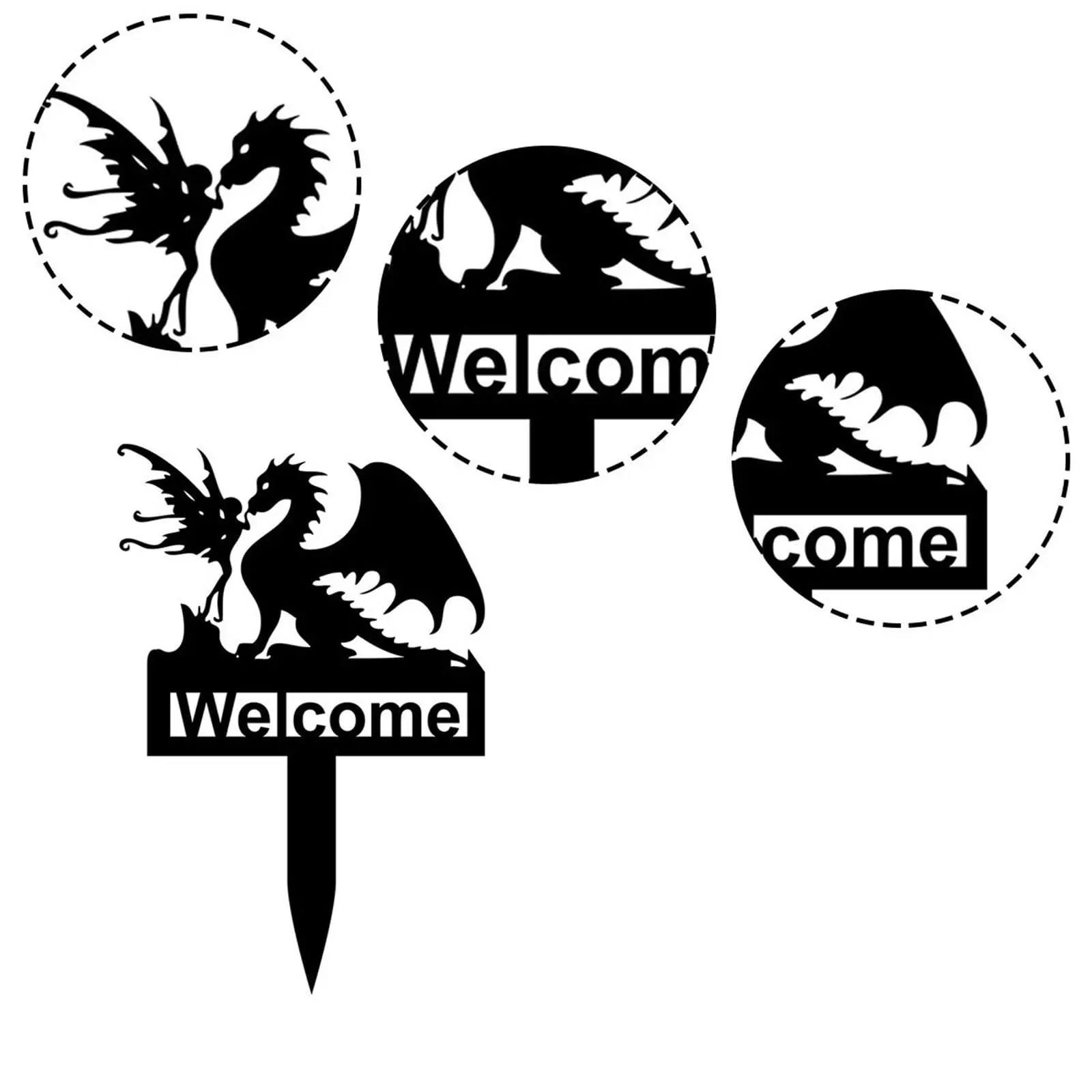 Elf Dinosaur Garden Fairy Tale Welcome Logo, Metal Dinosaur Garden Logo, Lawn Horticulture Decoration thumbnail 4