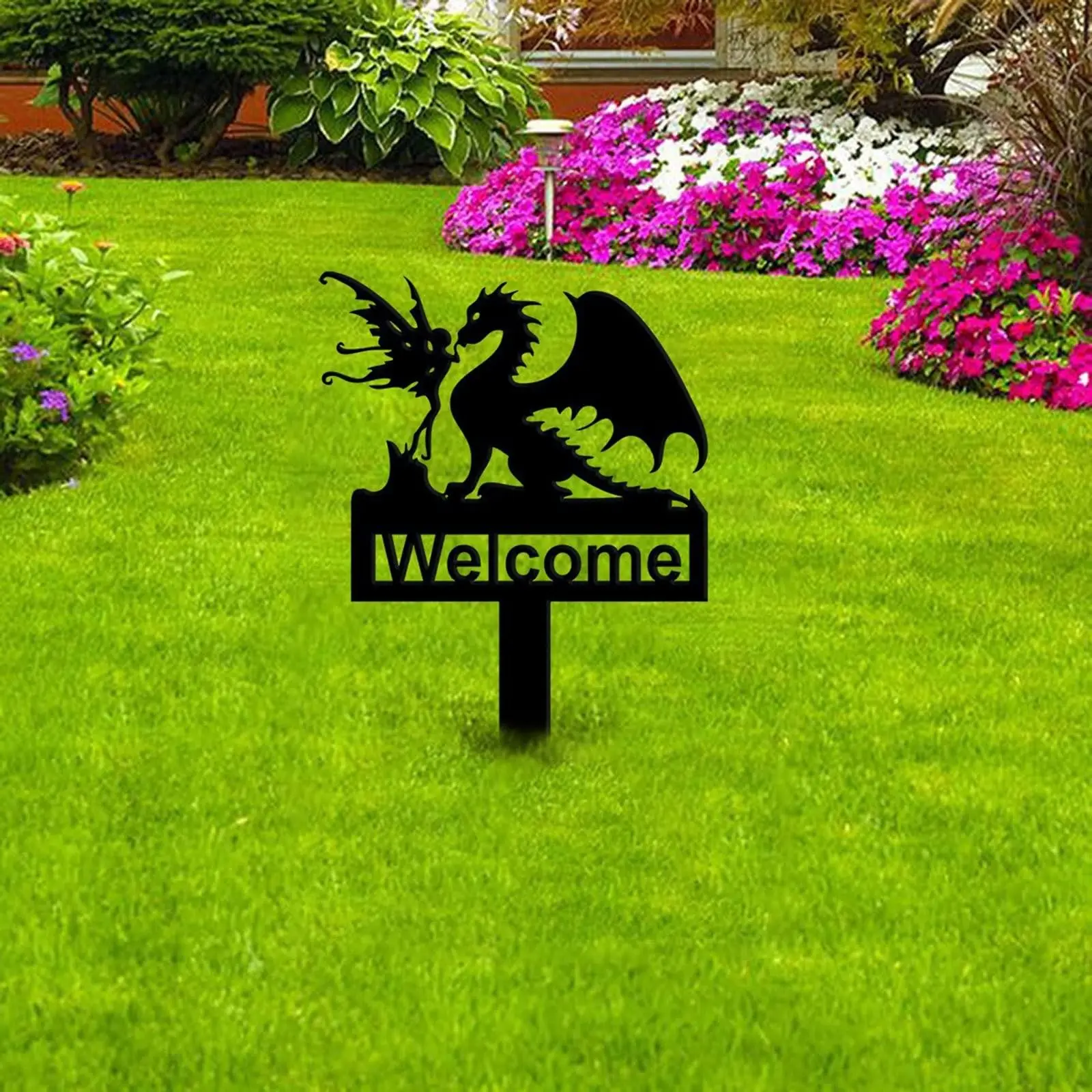 Elf Dinosaur Garden Fairy Tale Welcome Logo, Metal Dinosaur Garden Logo, Lawn Horticulture Decoration thumbnail 5