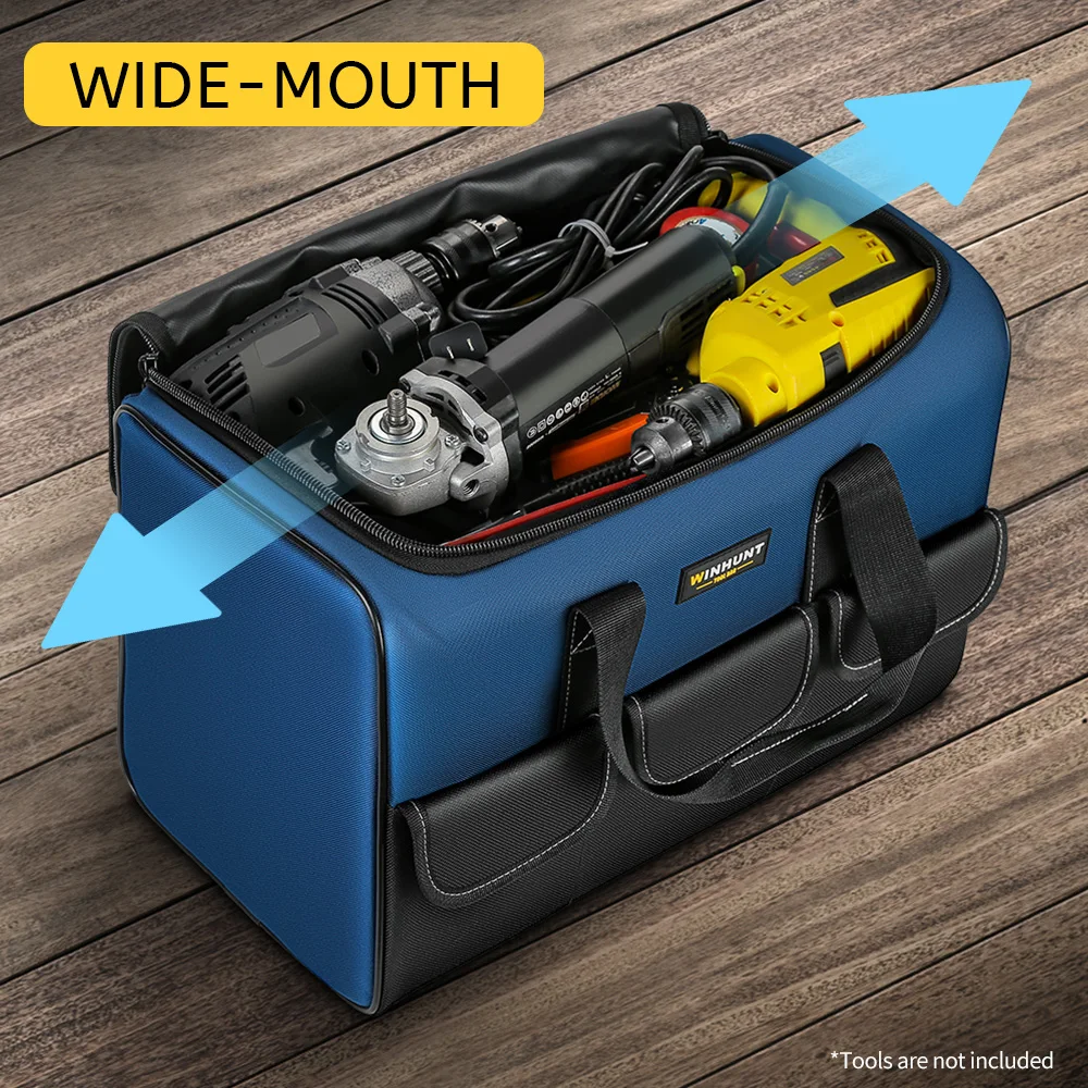 Heavy Duty Wide Mouth Tool Bag with Pockets, Organizer for Men's Tool Storage and Transport thumbnail 5