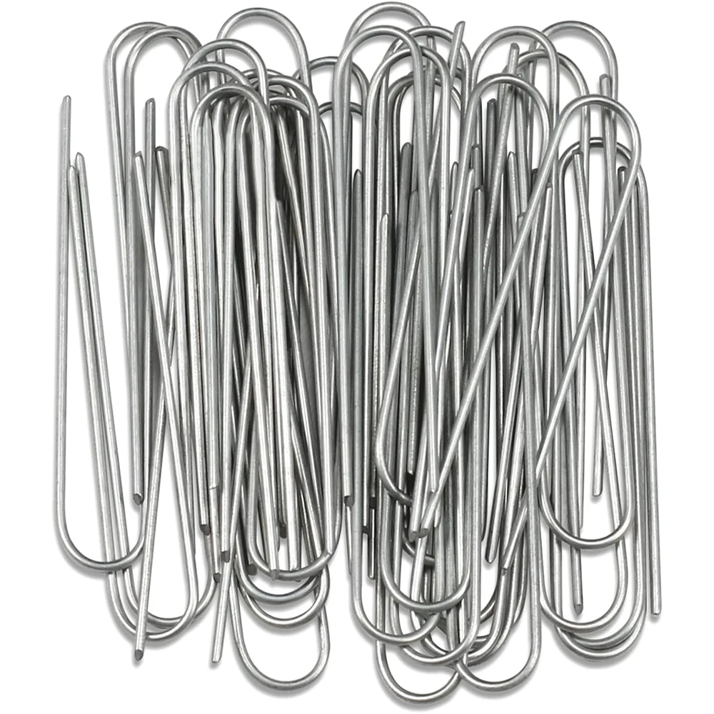 U-type Garden Staples Heavy-duty Fence Tubing Stakes Sod Pins Galvanized Landscape Spike for Holding Lawns Barrier Ground Nail thumbnail 5