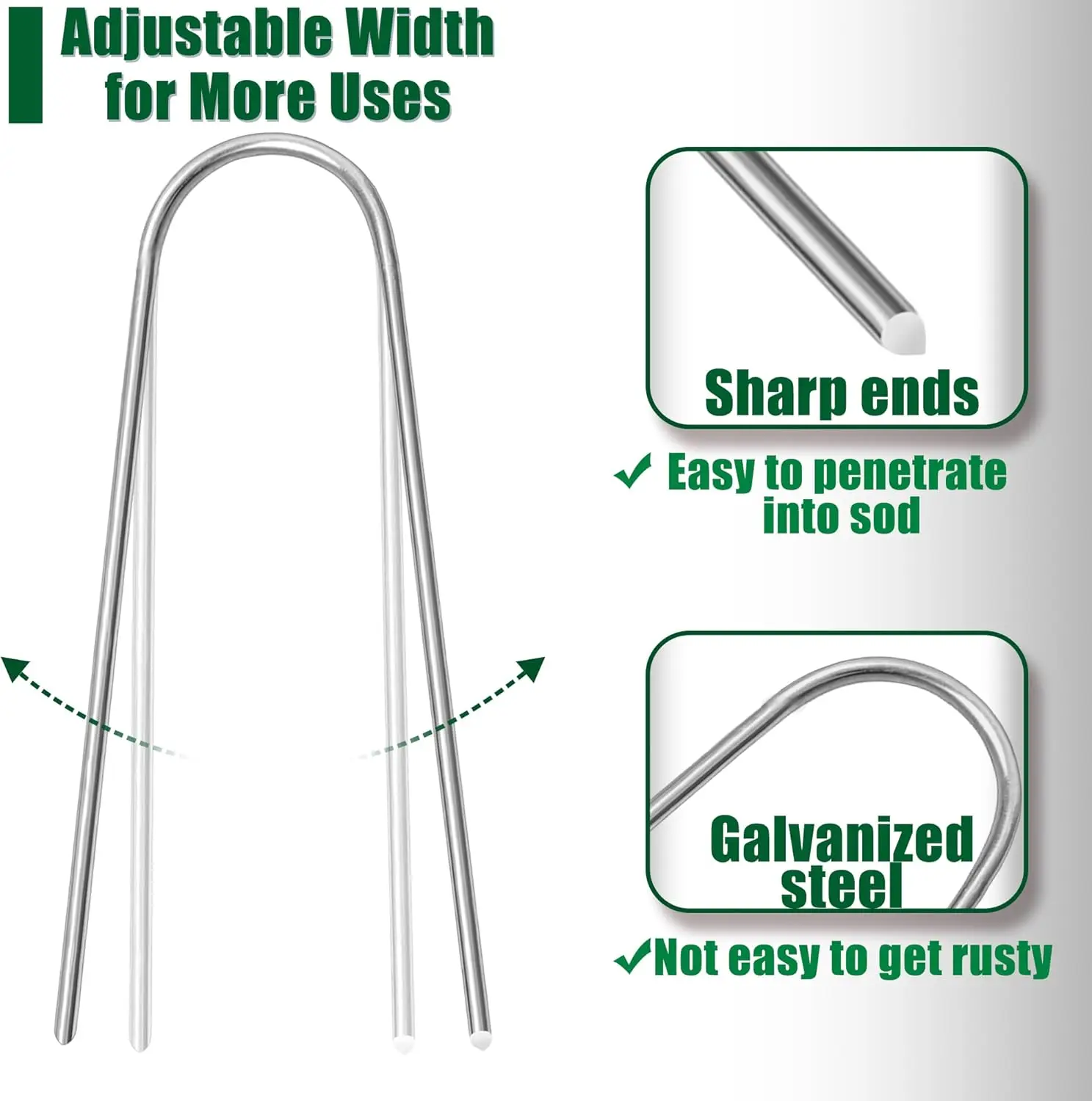 U-type Garden Staples Heavy-duty Fence Tubing Stakes Sod Pins Galvanized Landscape Spike for Holding Lawns Barrier Ground Nail thumbnail 4