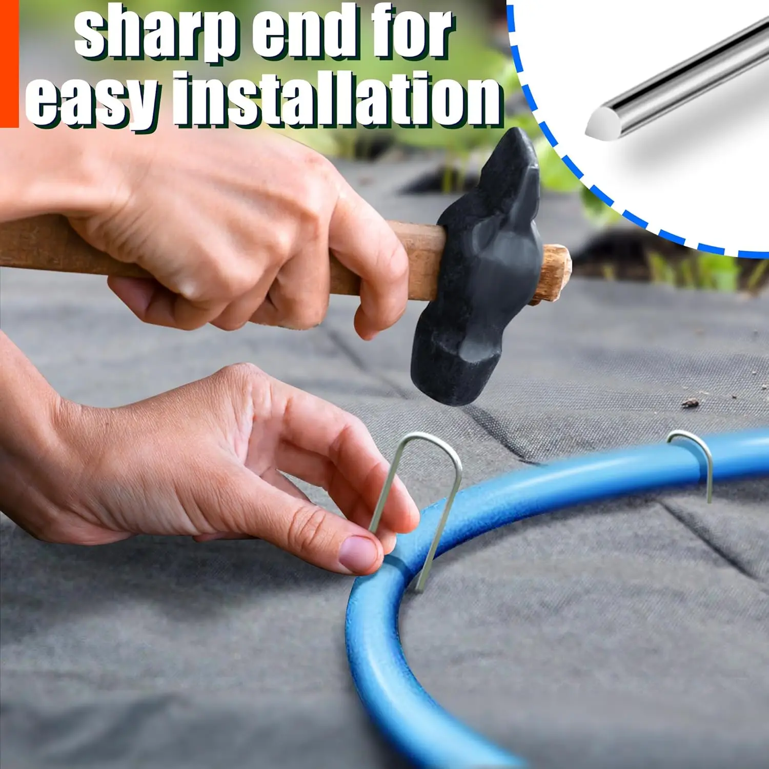 U-type Garden Staples Heavy-duty Fence Tubing Stakes Sod Pins Galvanized Landscape Spike for Holding Lawns Barrier Ground Nail thumbnail 3