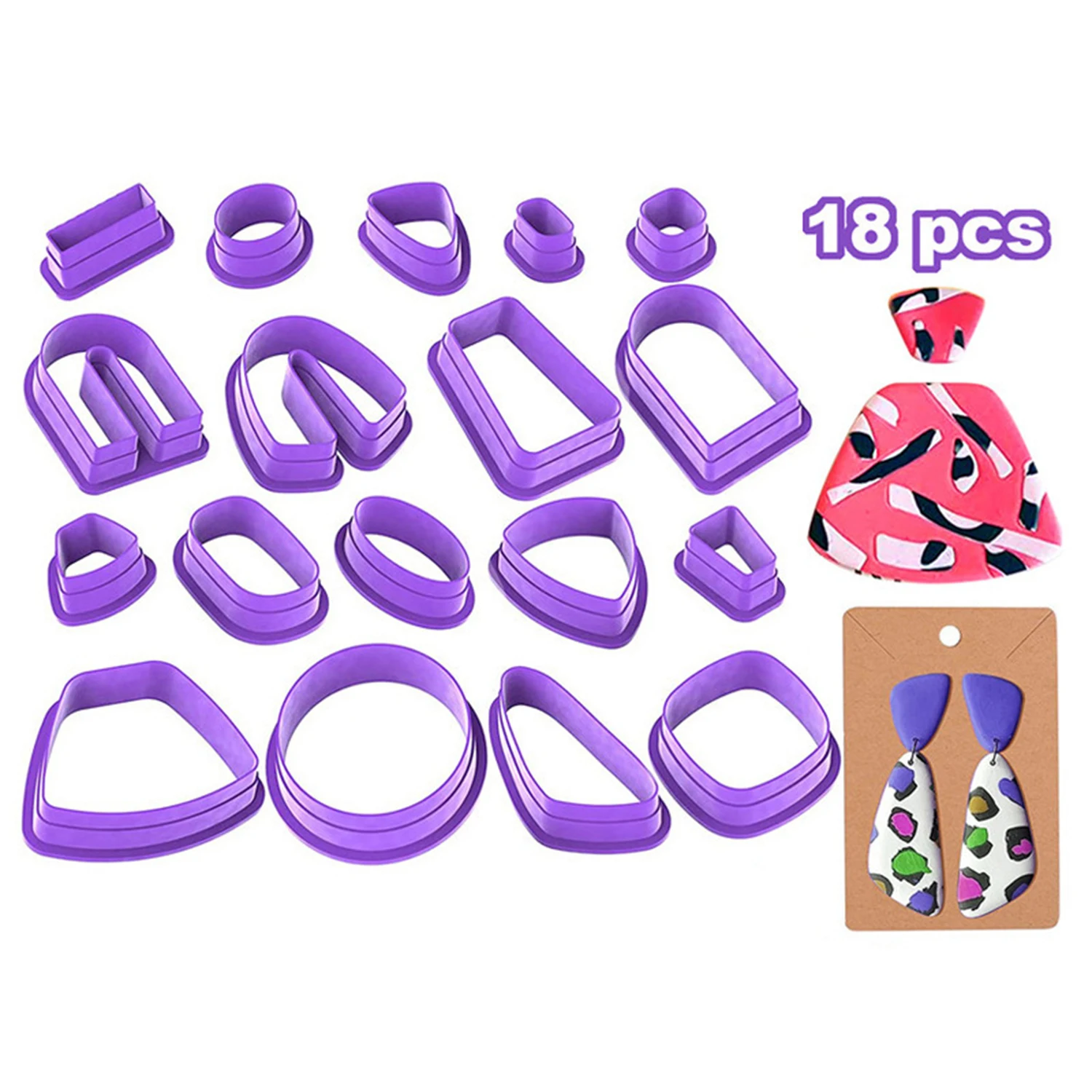 18 DIY soft clay earring making molds, hand-made clay knives, 18 different shapes of DIY molds, are the best choice for gifts thumbnail 3