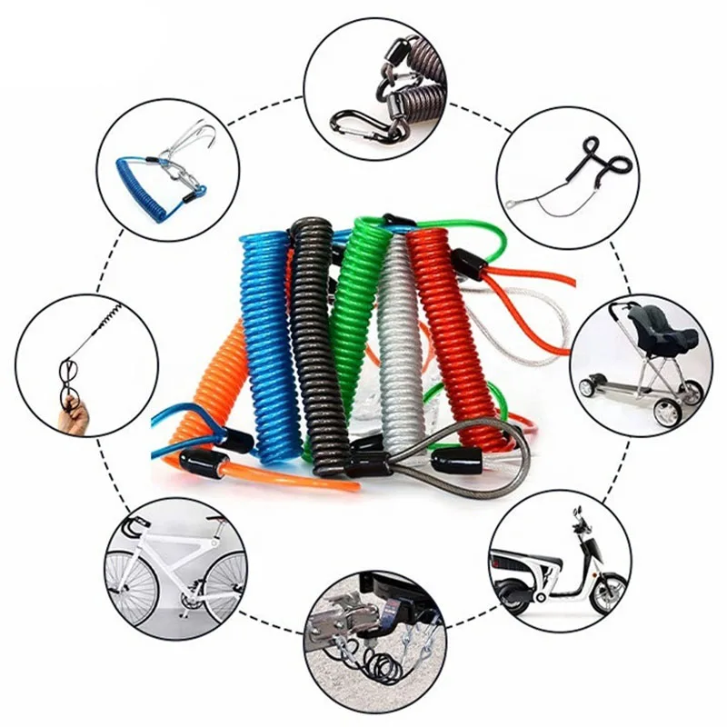 Safety Disc Brake Helmet Wire Bicycle Lock Rope Anti-theft Security Reminder Motorcycle Alarm Bold Spring Cable thumbnail 6