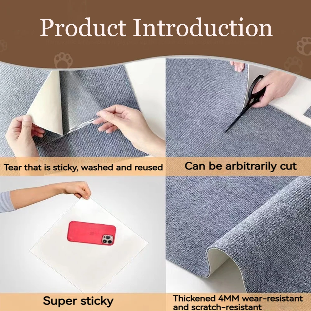 Self-Adhesive Cat Scratching Mat Trimmable Cat Carpet Cat Scratching Carpet Corner Wall Cat DIY Scratch Sofa Furniture Protector thumbnail 5