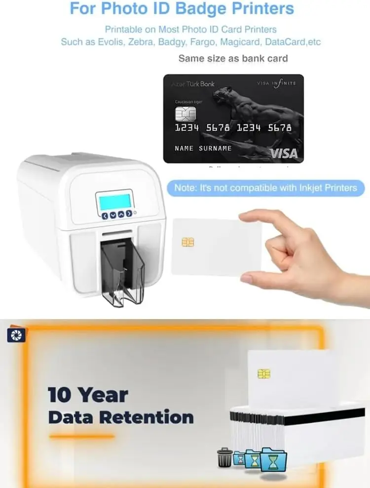 10/20/50 Pcs White Contact SLE4442 Chip Smart 2in1Blank PVC IC Card SLE4442 Chip Blank Smart Contact ISO ID Card Safety 10 years thumbnail 5
