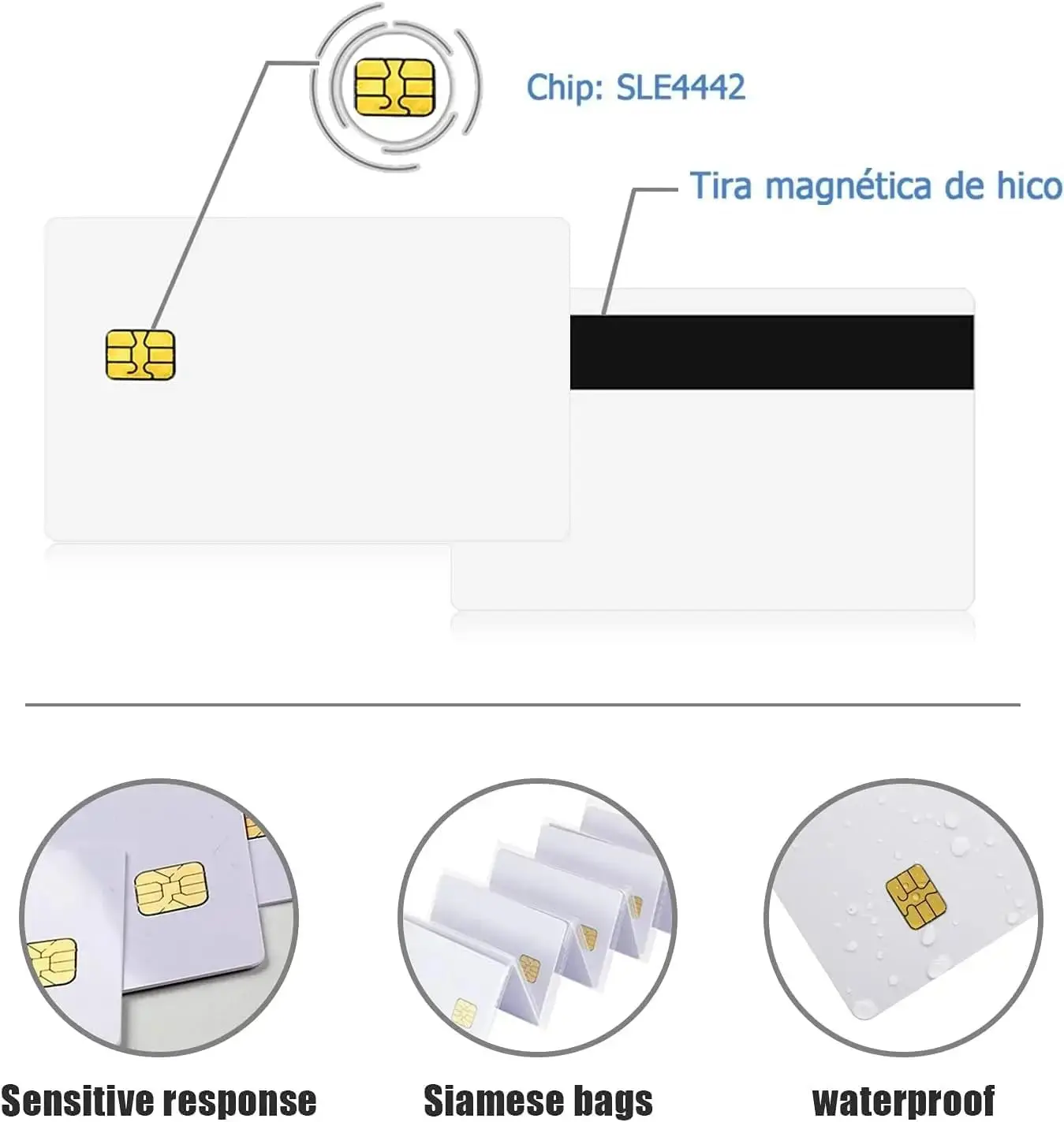 10/20/50 Pcs White Contact SLE4442 Chip Smart 2in1Blank PVC IC Card SLE4442 Chip Blank Smart Contact ISO ID Card Safety 10 years thumbnail 4