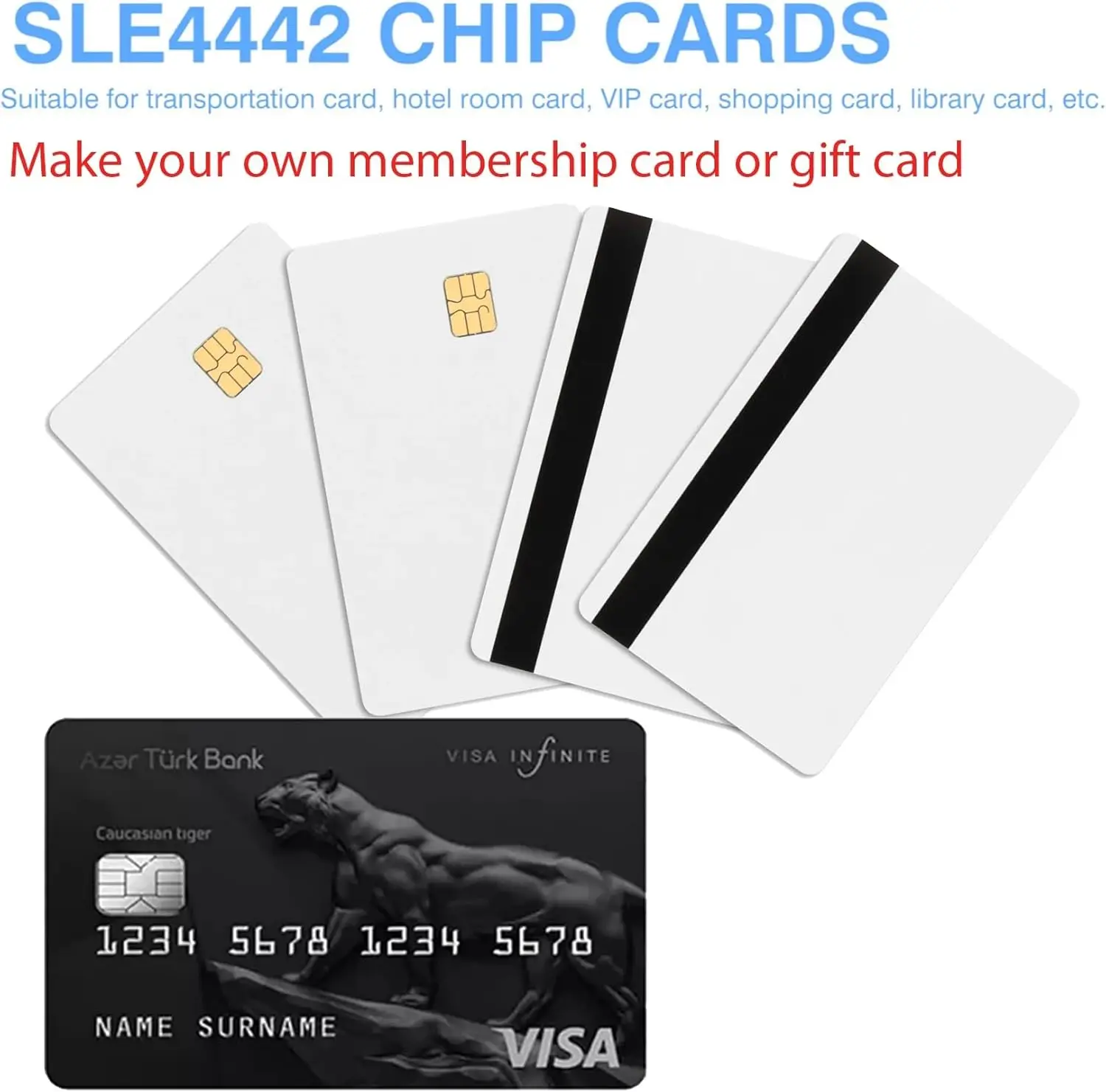 10/20/50 Pcs White Contact SLE4442 Chip Smart 2in1Blank PVC IC Card SLE4442 Chip Blank Smart Contact ISO ID Card Safety 10 years thumbnail 2