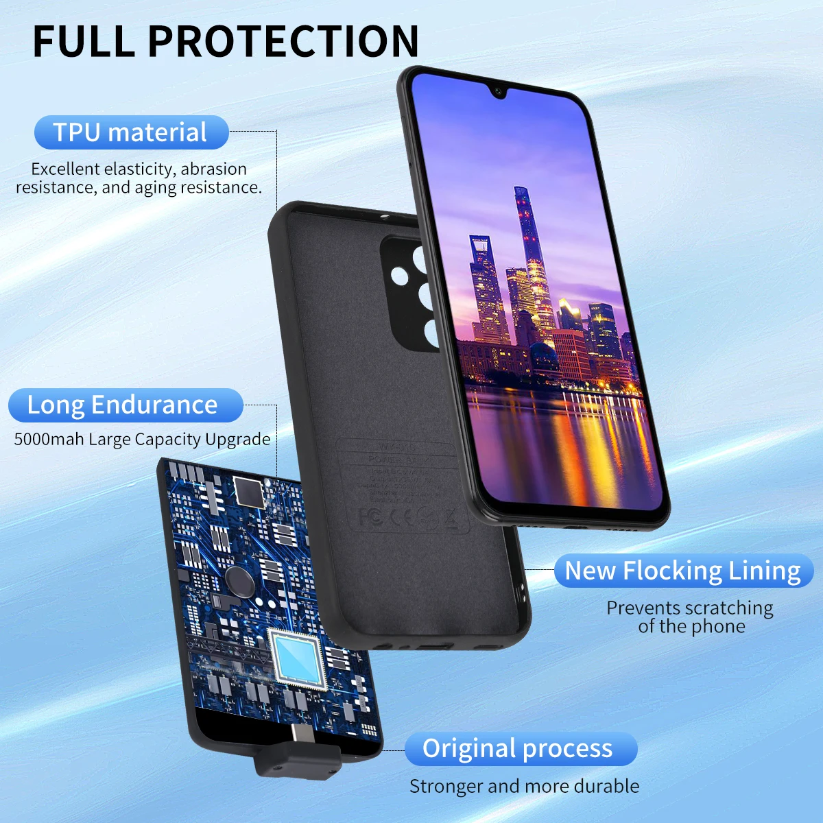 Powerbank For Samsung Galaxy A13 A14 A15 A24 A25 A32 A34 A51 A52 A53 A71 A73 S9+ S23 FE Battery Cases Portable Power Bank Cover thumbnail 4