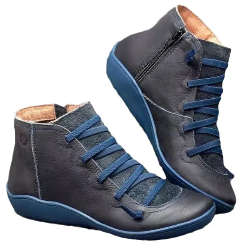2025 for Women Lace Up Boots Snow Boots Woman Short Vintage Boots Mujer Botas Non-slip Shoes Socofy Chaussures Femmes thumbnail 3