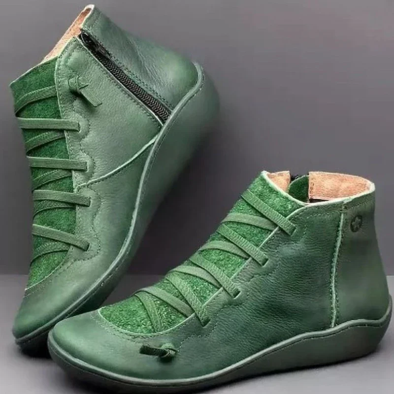 2025 for Women Lace Up Boots Snow Boots Woman Short Vintage Boots Mujer Botas Non-slip Shoes Socofy Chaussures Femmes thumbnail 4