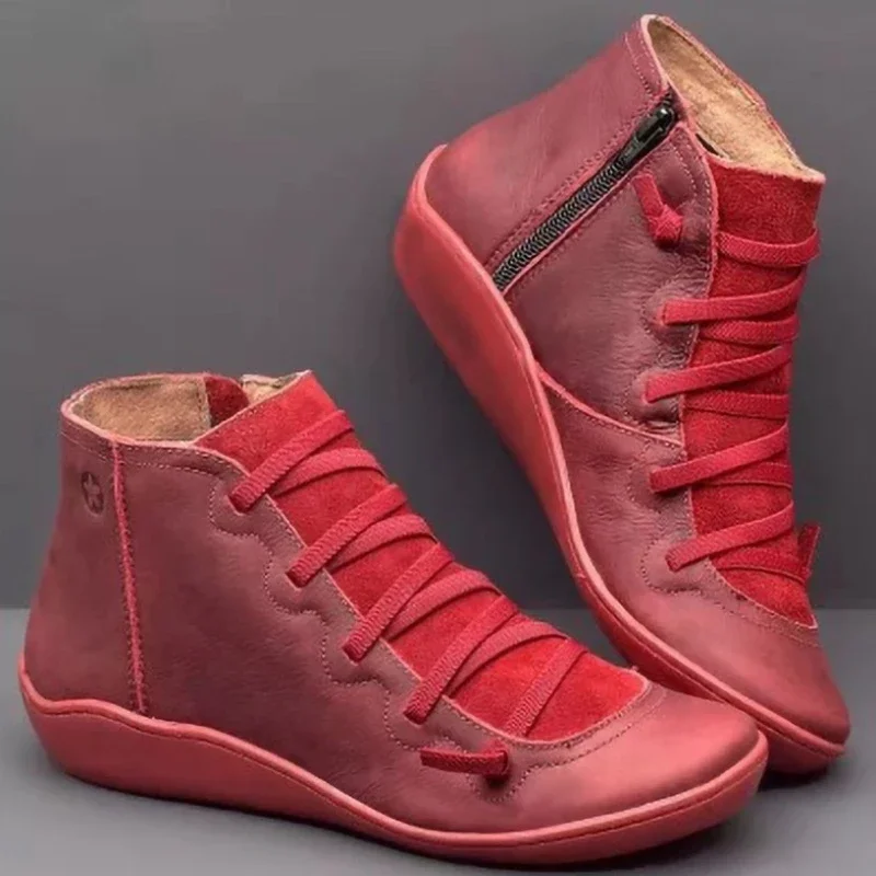 2025 for Women Lace Up Boots Snow Boots Woman Short Vintage Boots Mujer Botas Non-slip Shoes Socofy Chaussures Femmes thumbnail 2