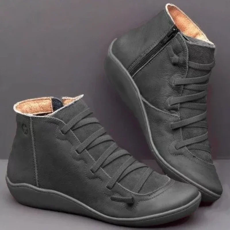 2025 for Women Lace Up Boots Snow Boots Woman Short Vintage Boots Mujer Botas Non-slip Shoes Socofy Chaussures Femmes thumbnail 6