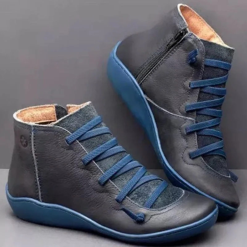 2025 for Women Lace Up Boots Snow Boots Woman Short Vintage Boots Mujer Botas Non-slip Shoes Socofy Chaussures Femmes thumbnail 5