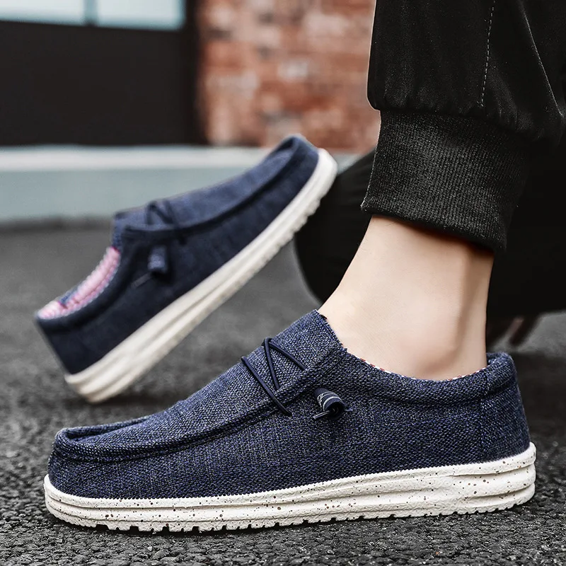 Cheap Brown Mens Casual Loafers Lightweight Slip-on Cloth Shoes Man Non-slip Comfort Canvas Shoes Men Boat Shoes tenis hombres thumbnail 5