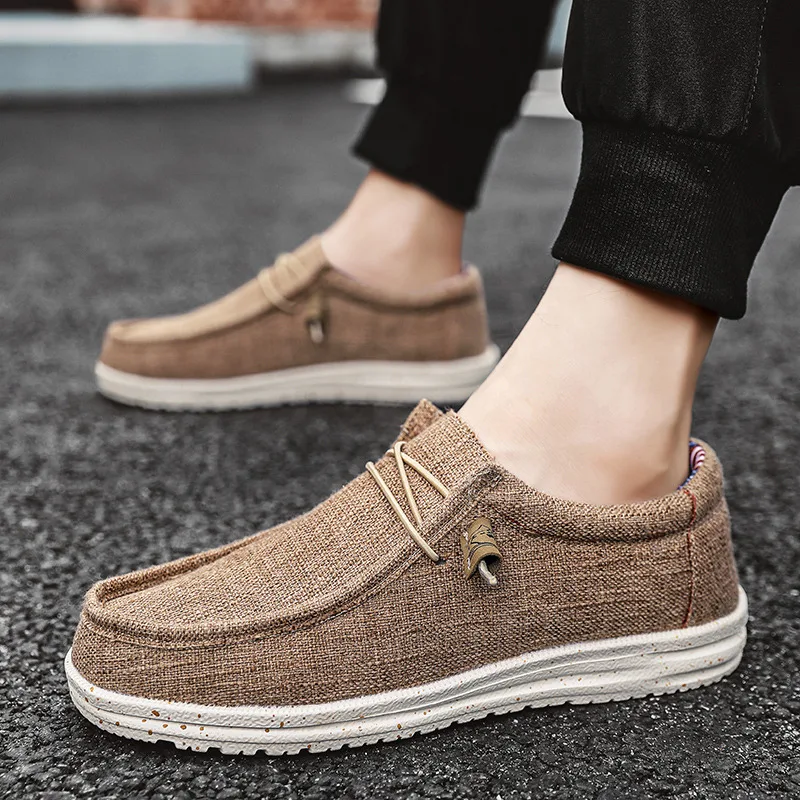 Cheap Brown Mens Casual Loafers Lightweight Slip-on Cloth Shoes Man Non-slip Comfort Canvas Shoes Men Boat Shoes tenis hombres thumbnail 3