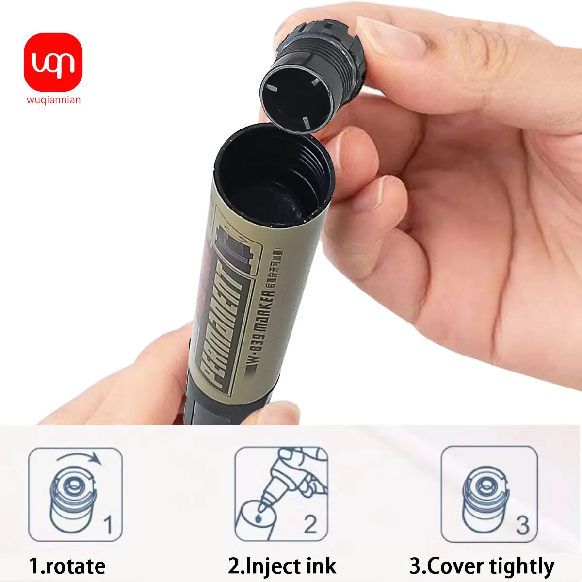 WQN-3/6PCS Black/Red Art Marker Pen Permanent Reusable Ink Large Capacity Pen Waterproof School & Office Finances thumbnail 6