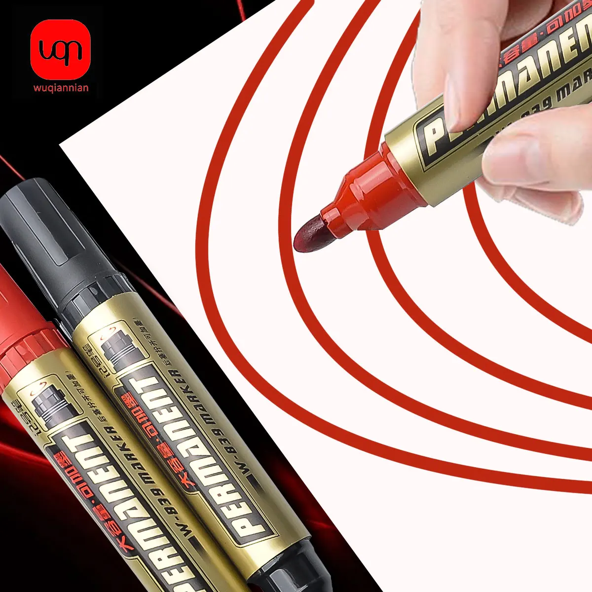 WQN-3/6PCS Black/Red Art Marker Pen Permanent Reusable Ink Large Capacity Pen Waterproof School & Office Finances thumbnail 5