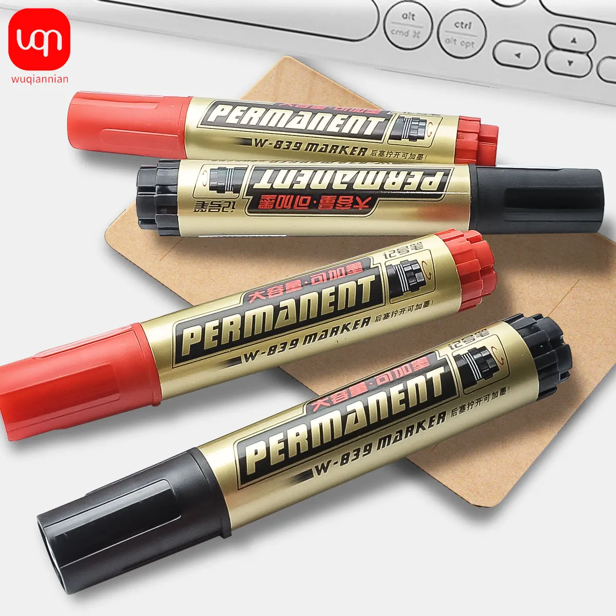 WQN-3/6PCS Black/Red Art Marker Pen Permanent Reusable Ink Large Capacity Pen Waterproof School & Office Finances thumbnail 2