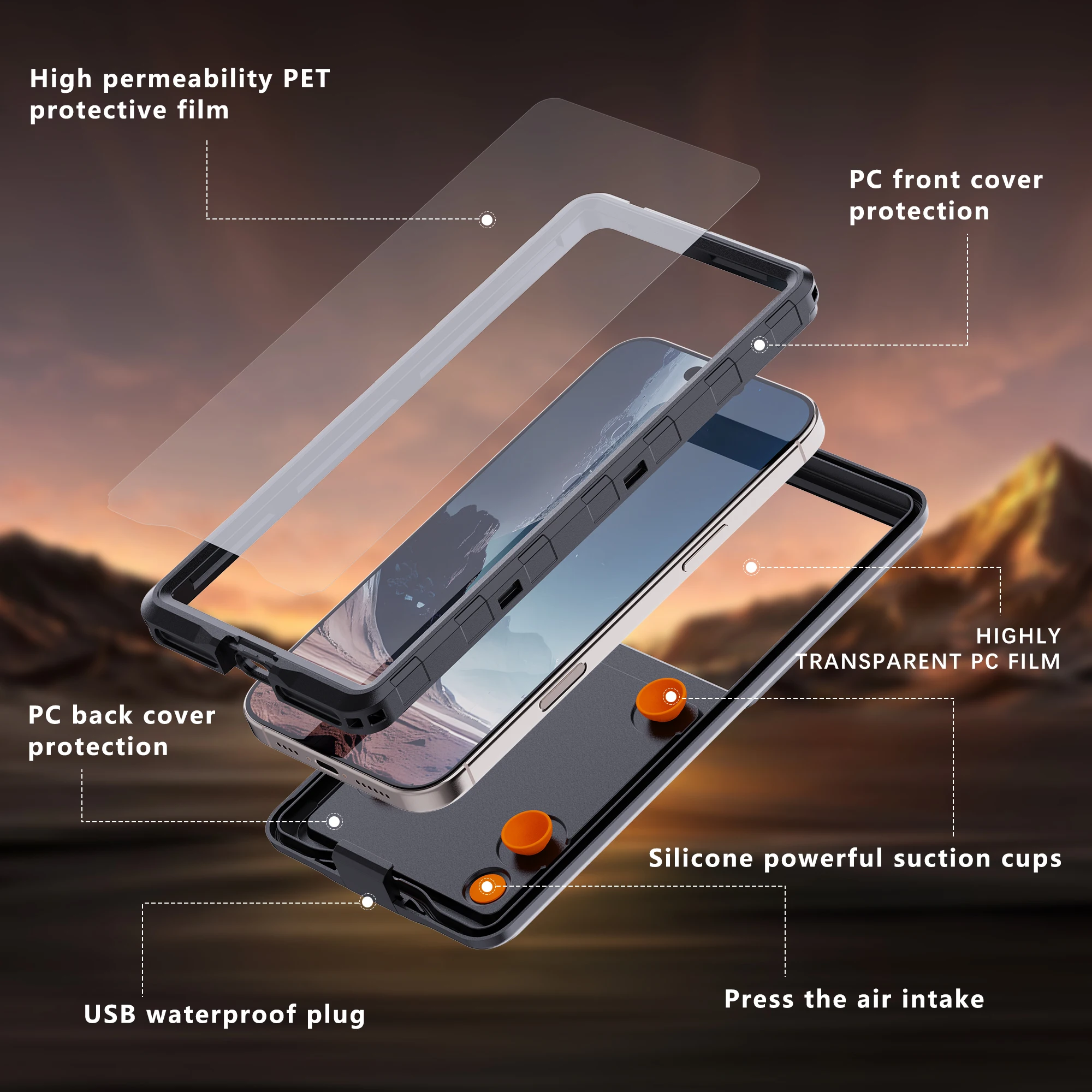 Shellbox Waterproof Phone Case for 6.9' Devices Transparent Universal Touch Screen Underwater Dust And Drop Protection IP68 New thumbnail 6