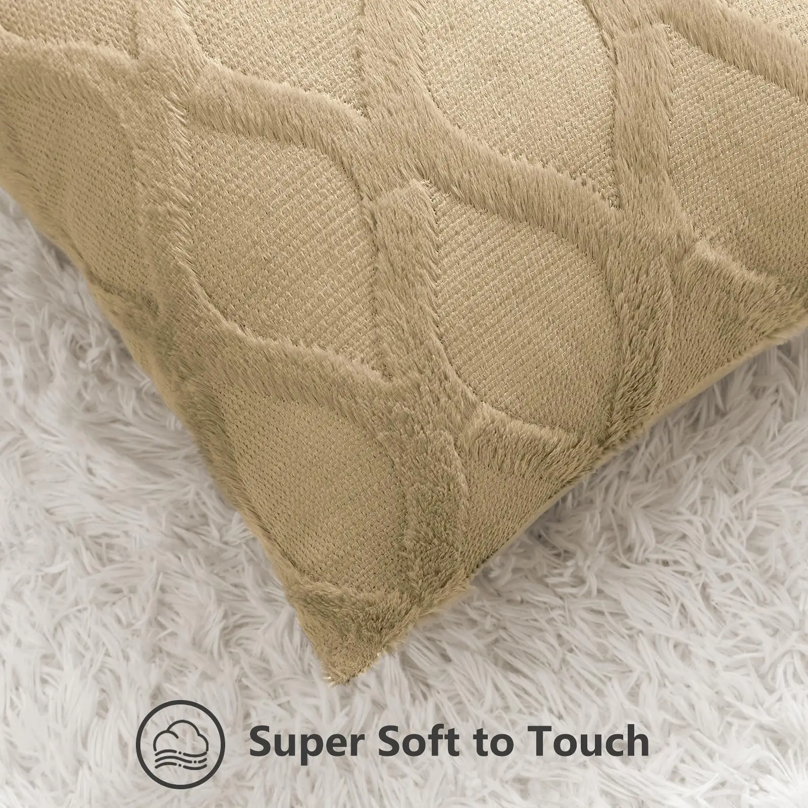HAPIHAPPY Plush Throw Pillow Covers 45x45 Set of 2 Faux Fur Wool Bed Sofa Living Room Throw Pillow Covers Soft Home PillowCovers thumbnail 2