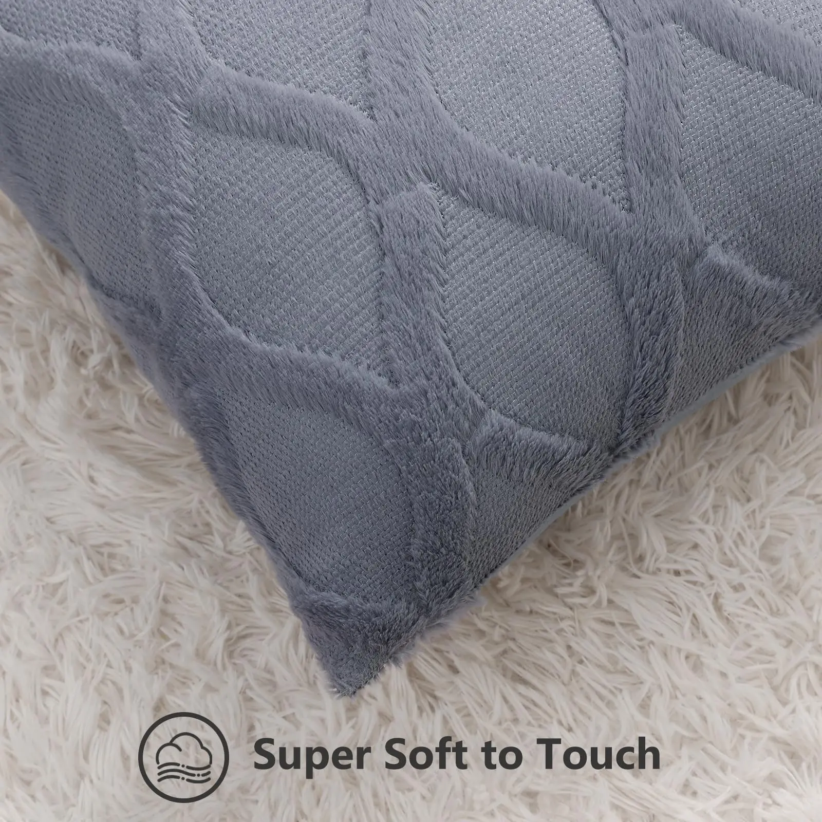 HAPIHAPPY Plush Throw Pillow Covers 45x45 Set of 2 Faux Fur Wool Bed Sofa Living Room Throw Pillow Covers Soft Home PillowCovers thumbnail 6