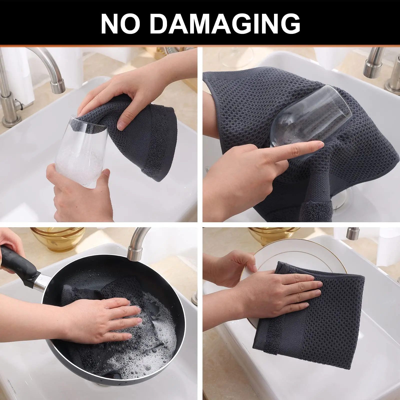 Olanly Kitchen Cotton Towels Honeycomb Breathable 100% Cotton Dish Cloths Reusable Absorbent Household Washable Cleaning Cloths thumbnail 4