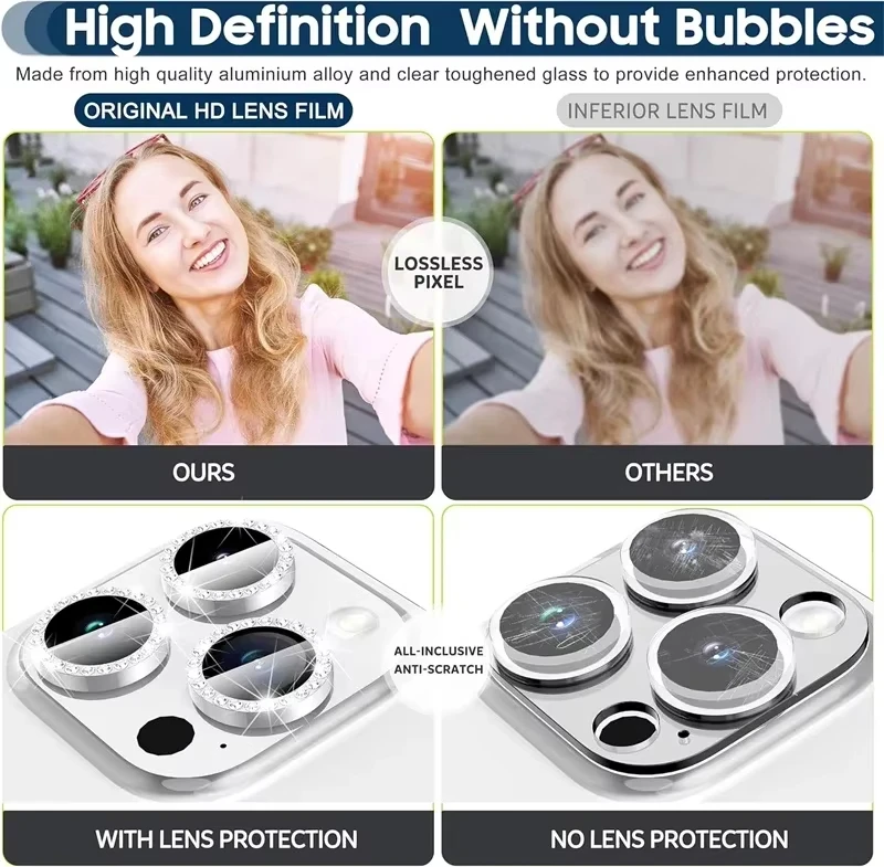 Glitter Diamond Rhinestone Camera Lens Protector for iPhone 17 Pro Max 16 16Pro 15 14  Plus 13 12 Mini 11 Air 17Pro 13Pro 12Pro thumbnail 4
