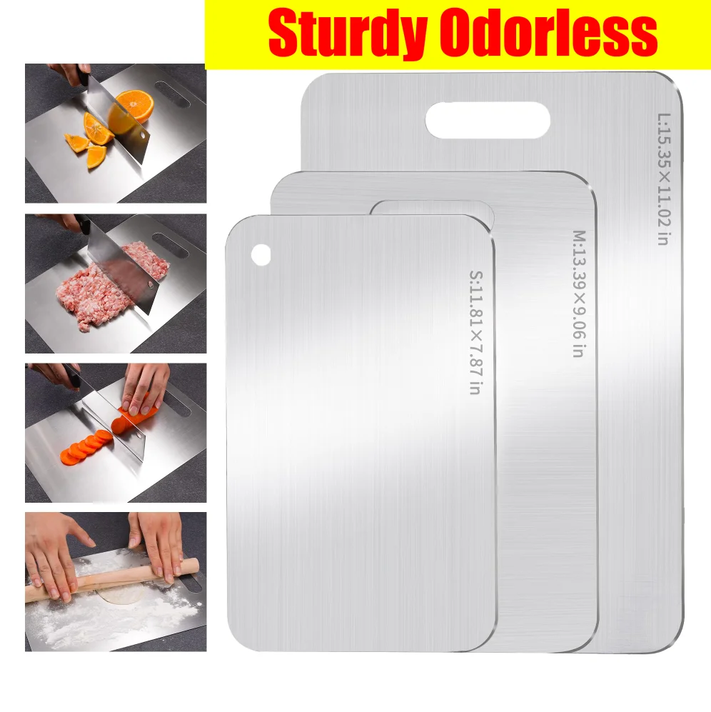 Board Kitchen Cutting Boards For Stainless  304 Steel Non-slip Portable  Thickened Double-Sided Food Grade Fruit Meat Chopping